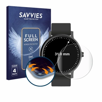 Parte frontale di una confezione del prodotto con il logo del marchio Savvies. Accanto è raffigurato il dispositivo Orologi (c