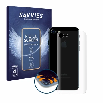 Parte frontale di una confezione del prodotto con il logo del marchio Savvies. Accanto è raffigurato il dispositivo Apple iPho