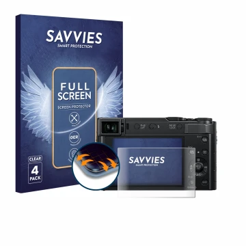 Parte frontale di una confezione del prodotto con il logo del marchio Savvies. Accanto è raffigurato il dispositivo Panasonic 