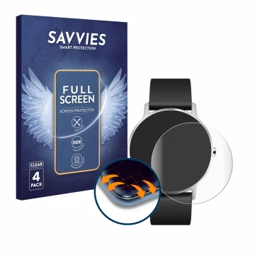 Parte frontale di una confezione del prodotto con il logo del marchio Savvies. Accanto è raffigurato il dispositivo Withings S