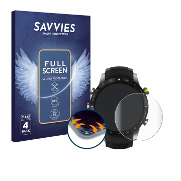 Parte frontale di una confezione del prodotto con il logo del marchio Savvies. Accanto è raffigurato il dispositivo Garmin Mar
