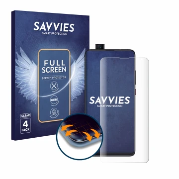 Parte frontale di una confezione del prodotto con il logo del marchio Savvies. Accanto è raffigurato il dispositivo Xiaomi Mi 