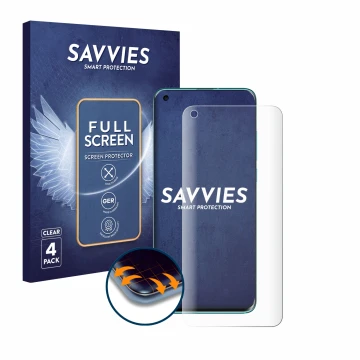 Parte frontale di una confezione del prodotto con il logo del marchio Savvies. Accanto è raffigurato il dispositivo Xiaomi Mi 