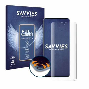 Parte frontale di una confezione del prodotto con il logo del marchio Savvies. Accanto è raffigurato il dispositivo Samsung Ga