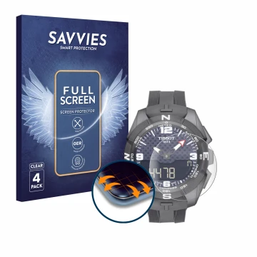 Parte frontale di una confezione del prodotto con il logo del marchio Savvies. Accanto è raffigurato il dispositivo Tissot T-T