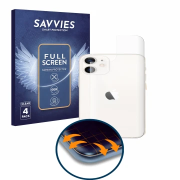 Parte frontale di una confezione del prodotto con il logo del marchio Savvies. Accanto è raffigurato il dispositivo Apple iPho