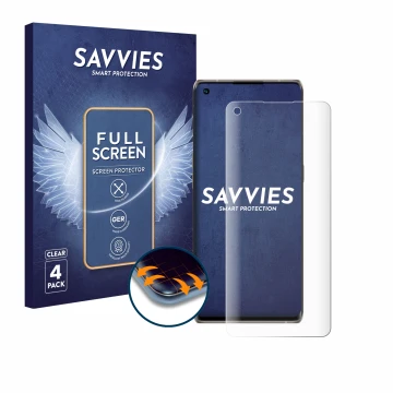 Parte frontale di una confezione del prodotto con il logo del marchio Savvies. Accanto è raffigurato il dispositivo Oppo Find 