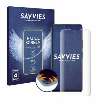 Parte frontale di una confezione del prodotto con il logo del marchio Savvies. Accanto è raffigurato il dispositivo Xiaomi Red