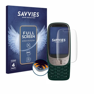 Parte frontale di una confezione del prodotto con il logo del marchio Savvies. Accanto è raffigurato il dispositivo Nokia 6310