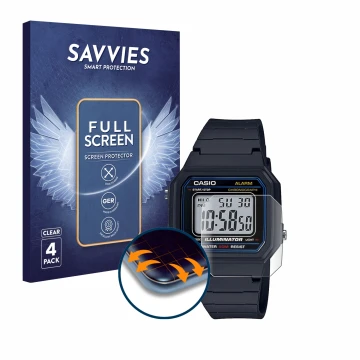 Parte frontale di una confezione del prodotto con il logo del marchio Savvies. Accanto è raffigurato il dispositivo Casio Unis