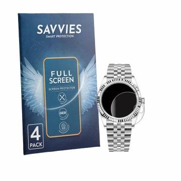 Parte frontale di una confezione del prodotto con il logo del marchio Savvies. Accanto è raffigurato il dispositivo Rolex Date
