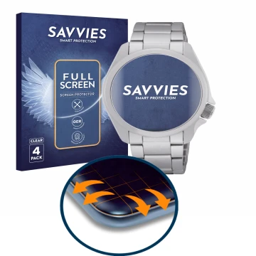 Parte frontale di una confezione del prodotto con il logo del marchio Savvies. Accanto è raffigurato il dispositivo Seiko 5 Sp