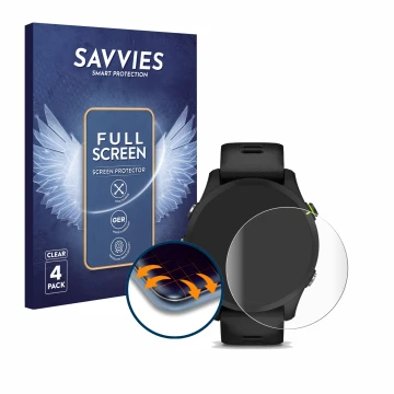 Parte frontale di una confezione del prodotto con il logo del marchio Savvies. Accanto è raffigurato il dispositivo Garmin For