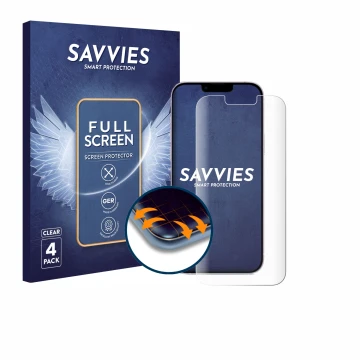 Parte frontale di una confezione del prodotto con il logo del marchio Savvies. Accanto è raffigurato il dispositivo Apple iPho