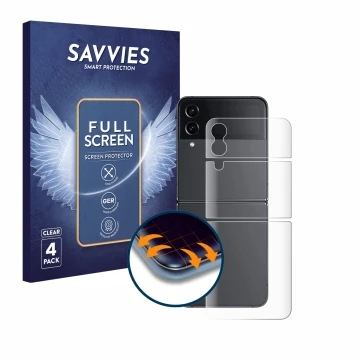Parte frontale di una confezione del prodotto con il logo del marchio Savvies. Accanto è raffigurato il dispositivo Samsung Ga