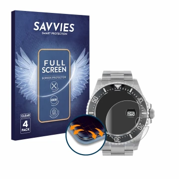 Parte frontale di una confezione del prodotto con il logo del marchio Savvies. Accanto è raffigurato il dispositivo Rolex Sea-