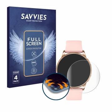 Parte frontale di una confezione del prodotto con il logo del marchio Savvies. Accanto è raffigurato il dispositivo Levowatch 