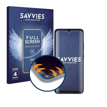 Parte frontale di una confezione del prodotto con il logo del marchio Savvies. Accanto è raffigurato il dispositivo Xiaomi Red