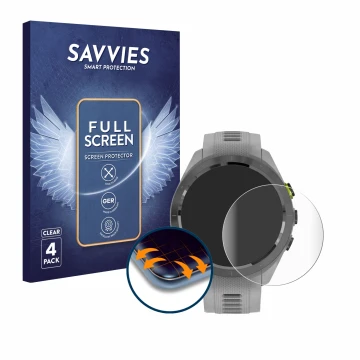 Parte frontale di una confezione del prodotto con il logo del marchio Savvies. Accanto è raffigurato il dispositivo Garmin App