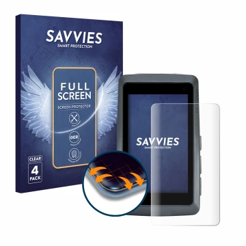 Parte frontale di una confezione del prodotto con il logo del marchio Savvies. Accanto è raffigurato il dispositivo Sigma ROX 