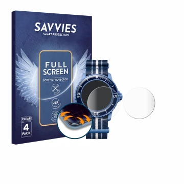 Parte frontale di una confezione del prodotto con il logo del marchio Savvies. Accanto è raffigurato il dispositivo Blancpain 