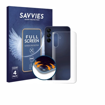 Parte frontale di una confezione del prodotto con il logo del marchio Savvies. Accanto è raffigurato il dispositivo Samsung Ga