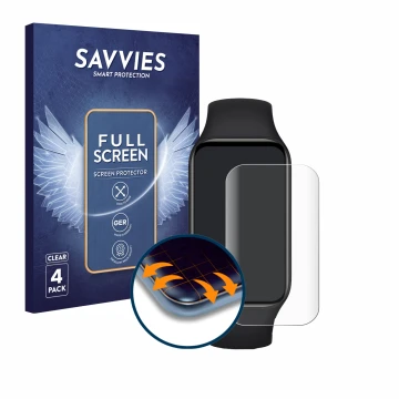 Parte frontale di una confezione del prodotto con il logo del marchio Savvies. Accanto è raffigurato il dispositivo Xiaomi Sma