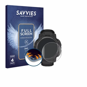 Parte frontale di una confezione del prodotto con il logo del marchio Savvies. Accanto è raffigurato il dispositivo Garmin Ins