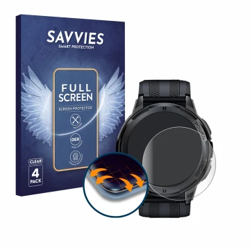 Parte frontale di una confezione del prodotto con il logo del marchio Savvies. Accanto è raffigurato il dispositivo Oukitel BT