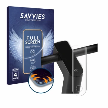 Parte frontale di una confezione del prodotto con il logo del marchio Savvies. Accanto è raffigurato il dispositivo Xiaomi Mi 