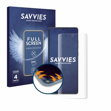 Parte frontale di una confezione del prodotto con il logo del marchio Savvies. Accanto è raffigurato il dispositivo Motorola M