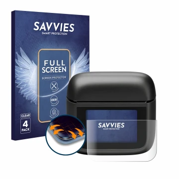 Parte frontale di una confezione del prodotto con il logo del marchio Savvies. Accanto è raffigurato il dispositivo JBL Tour P