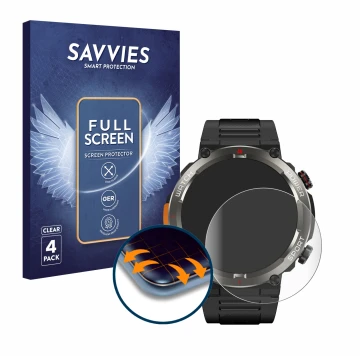 Parte frontale di una confezione del prodotto con il logo del marchio Savvies. Accanto è raffigurato il dispositivo Blackview 