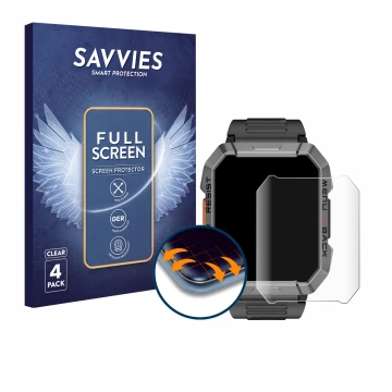 Parte frontale di una confezione del prodotto con il logo del marchio Savvies. Accanto è raffigurato il dispositivo Blackview 