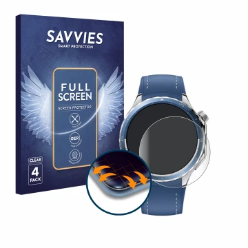 Parte frontale di una confezione del prodotto con il logo del marchio Savvies. Accanto è raffigurato il dispositivo Oppo Watch