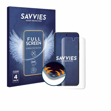 Parte frontale di una confezione del prodotto con il logo del marchio Savvies. Accanto è raffigurato il dispositivo ZTE Blade 
