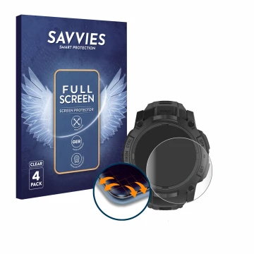 Parte frontale di una confezione del prodotto con il logo del marchio Savvies. Accanto è raffigurato il dispositivo Garmin Ins