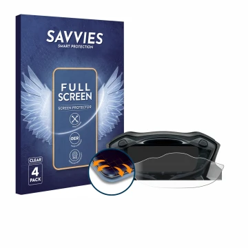 Parte frontale di una confezione del prodotto con il logo del marchio Savvies. Accanto è raffigurato il dispositivo Suzuki SV 