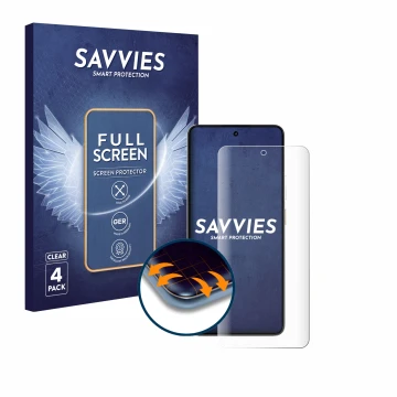 Parte frontale di una confezione del prodotto con il logo del marchio Savvies. Accanto è raffigurato il dispositivo realme P3 