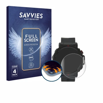 Parte frontale di una confezione del prodotto con il logo del marchio Savvies. Accanto è raffigurato il dispositivo Crivit Spo