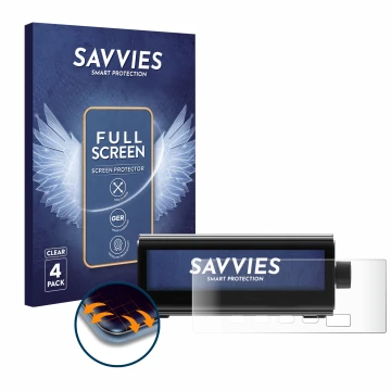 Parte frontale di una confezione del prodotto con il logo del marchio Savvies. Accanto è raffigurato il dispositivo EcoFlow RA