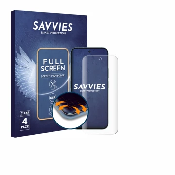 Parte frontale di una confezione del prodotto con il logo del marchio Savvies. Accanto è raffigurato il dispositivo Honor X6c 