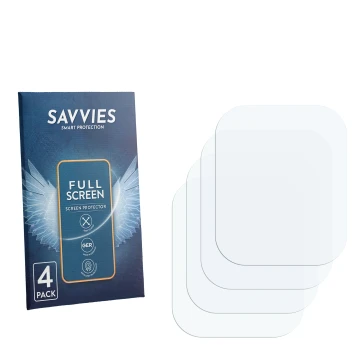 Parte frontale di una confezione del prodotto con il logo del marchio Savvies. Accanto si trova la protezione per lo schermo c