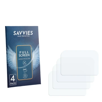 Parte frontale di una confezione del prodotto con il logo del marchio Savvies. Accanto si trova la protezione per lo schermo c