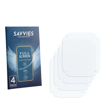 Parte frontale di una confezione del prodotto con il logo del marchio Savvies. Accanto si trova la protezione per lo schermo c
