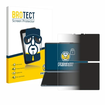 Parte frontale di una confezione del prodotto con il logo del marchio BROTECT. Accanto è raffigurato il dispositivo Lenovo Yog