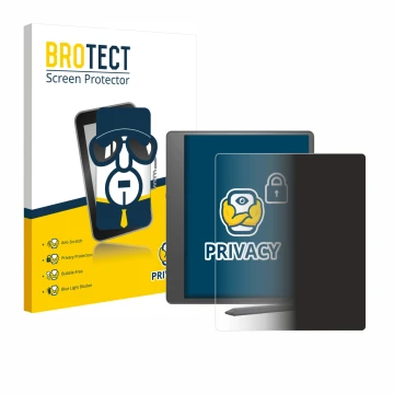 Parte frontale di una confezione del prodotto con il logo del marchio BROTECT. Accanto è raffigurato il dispositivo Amazon Kin