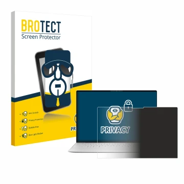 Parte frontale di una confezione del prodotto con il logo del marchio BROTECT. Accanto è raffigurato il dispositivo Dell XPS 1