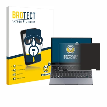 Parte frontale di una confezione del prodotto con il logo del marchio BROTECT. Accanto è raffigurato il dispositivo Chuwi Mini