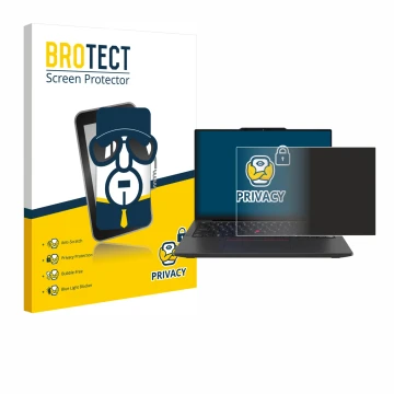 Parte frontale di una confezione del prodotto con il logo del marchio BROTECT. Accanto è raffigurato il dispositivo Lenovo Thi